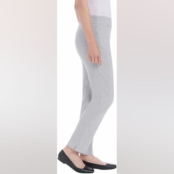 Hilary Radley Light Gray Ankle Length Pants With Smocked Waist - Picture 2 of 7